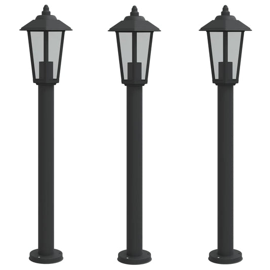 Outdoor Floor Lamps 3pcs Black 80 cm Stainless Steel Outdoor Floor Lamps 3pcs Black 80 cm Stainless Steel