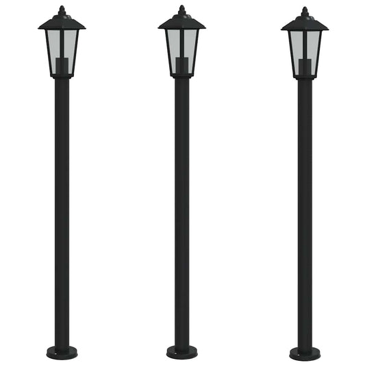 Outdoor Floor Lamps 3pcs Black 120 cm Stainless Steel Outdoor Floor Lamps 3pcs Black 120 cm Stainless Steel