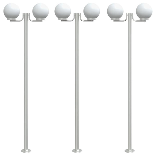 Outdoor Floor Lamps 3pcs Silver 215 cm Stainless Steel Outdoor Floor Lamps 3pcs Silver 215 cm Stainless Steel