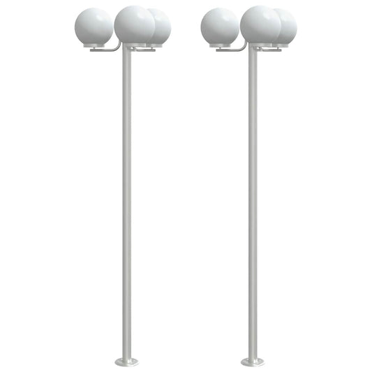 Outdoor Floor Lamps 2 pcs Silver 215 cm Stainless Steel Outdoor Floor Lamps 2 pcs Silver 215 cm Stainless Steel