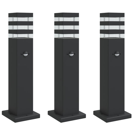 Outdoor Floor Lamps with Sensors 3pcs Black 50 cm Aluminium Outdoor Floor Lamps with Sensors 3pcs Black 50 cm Aluminium