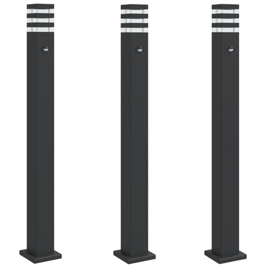 Outdoor Floor Lamps with Sensors 3pcs Black 110 cm Aluminium Outdoor Floor Lamps with Sensors 3pcs Black 110 cm Aluminium