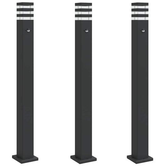 Outdoor Floor Lamps with Sensors 3pcs Black 110 cm Aluminium Outdoor Floor Lamps with Sensors 3pcs Black 110 cm Aluminium