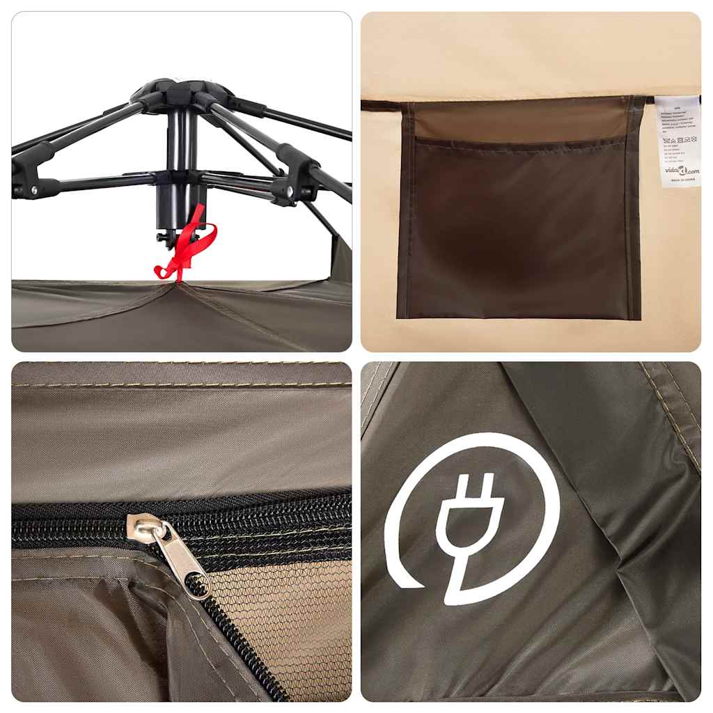 Fishing Tent 4-Person Brown Quick Release