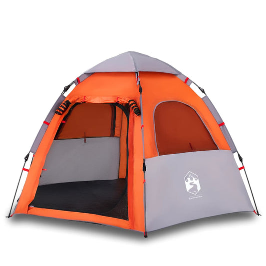 Camping Tent Cabin 4-Person Grey and Orange Quick Release Camping Tent Cabin 4-Person Grey and Orange Quick Release