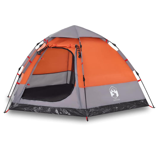 Camping Tent Cabin 4-Person Grey and Orange Quick Release Camping Tent Cabin 4-Person Grey and Orange Quick Release