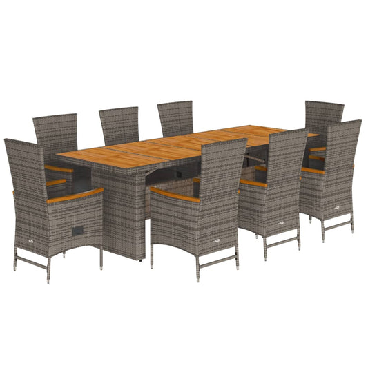 9 Piece Garden Dining Set with Cushions Grey Poly Rattan 9 Piece Garden Dining Set with Cushions Grey Poly Rattan