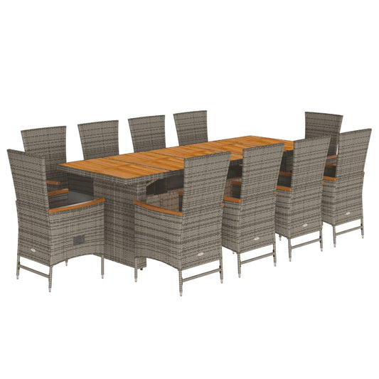 11 Piece Garden Dining Set with Cushions Grey Poly Rattan 11 Piece Garden Dining Set with Cushions Grey Poly Rattan