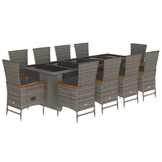 11 Piece Garden Dining Set with Cushions Grey Poly Rattan 11 Piece Garden Dining Set with Cushions Grey Poly Rattan