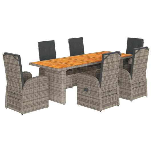 7 Piece Garden Dining Set with Cushions Grey Poly Rattan 7 Piece Garden Dining Set with Cushions Grey Poly Rattan