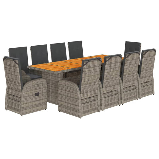 11 Piece Garden Dining Set with Cushions Grey Poly Rattan 11 Piece Garden Dining Set with Cushions Grey Poly Rattan