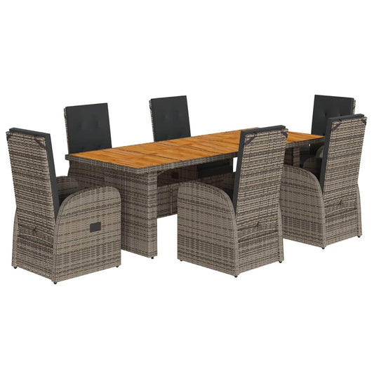 7 Piece Garden Dining Set with Cushions Grey Poly Rattan 7 Piece Garden Dining Set with Cushions Grey Poly Rattan