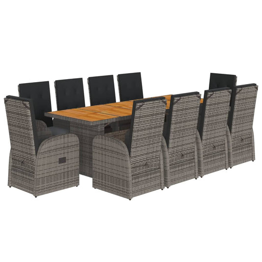 11 Piece Garden Dining Set with Cushions Grey Poly Rattan 11 Piece Garden Dining Set with Cushions Grey Poly Rattan