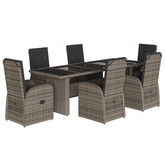 Garden Dining Set | Grey | PE Poly Rattan | 6-seater Garden Dining Set | Grey | PE Poly Rattan | 6-seater