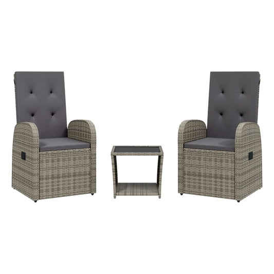 3 Piece Garden Dining Set with Cushions Grey Poly Rattan 3 Piece Garden Dining Set with Cushions Grey Poly Rattan