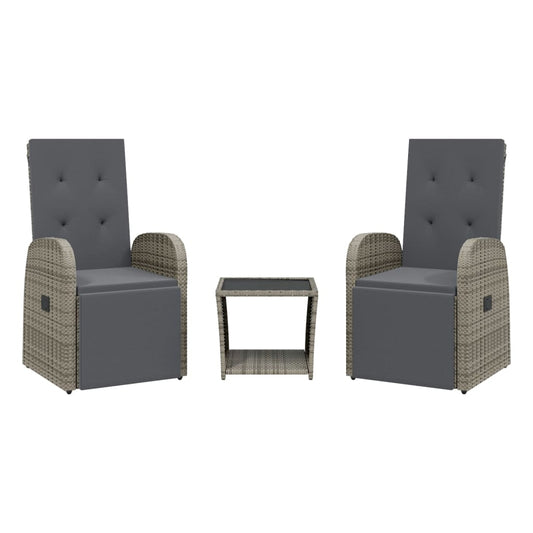 3 Piece Garden Dining Set with Cushions Grey Poly Rattan 3 Piece Garden Dining Set with Cushions Grey Poly Rattan