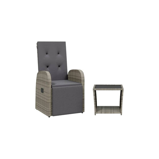 2 Piece Garden Dining Set with Cushions Grey Poly Rattan 2 Piece Garden Dining Set with Cushions Grey Poly Rattan