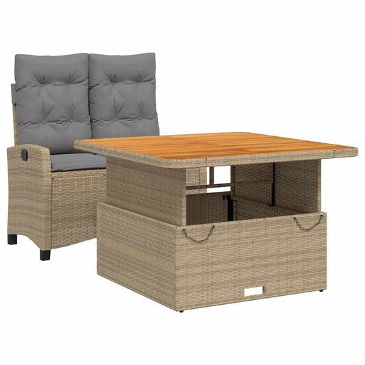 2 Piece Garden Dining Set with Cushions Beige Poly Rattan 2 Piece Garden Dining Set with Cushions Beige Poly Rattan