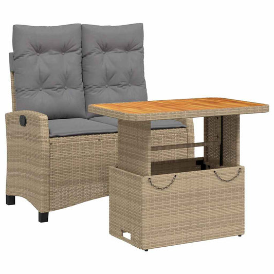2 Piece Garden Dining Set with Cushions Beige Poly Rattan 2 Piece Garden Dining Set with Cushions Beige Poly Rattan