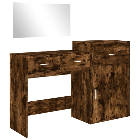 3 Piece Dressing Table Set Smoked Oak Engineered Wood 3 Piece Dressing Table Set Smoked Oak Engineered Wood