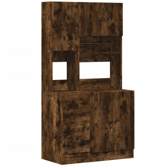 Kitchen Cabinet Smoked Oak 95x50x180 cm Engineered Wood Kitchen Cabinet Smoked Oak 95x50x180 cm Engineered Wood