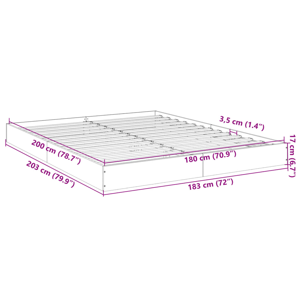 Bed Frame without Mattress Concrete Grey 180x200 cm