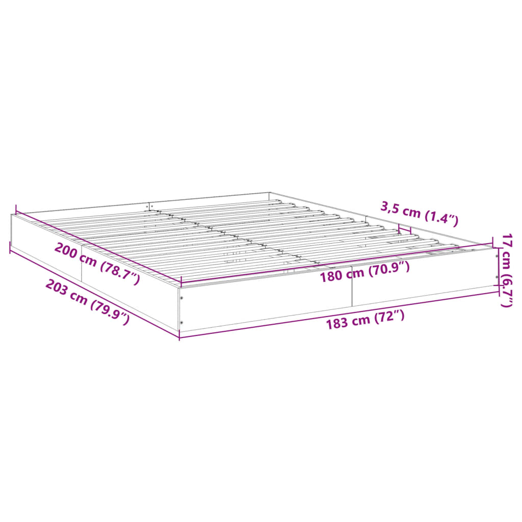 Bed Frame without Mattress Smoked Oak 180x200 cm Engineered Wood