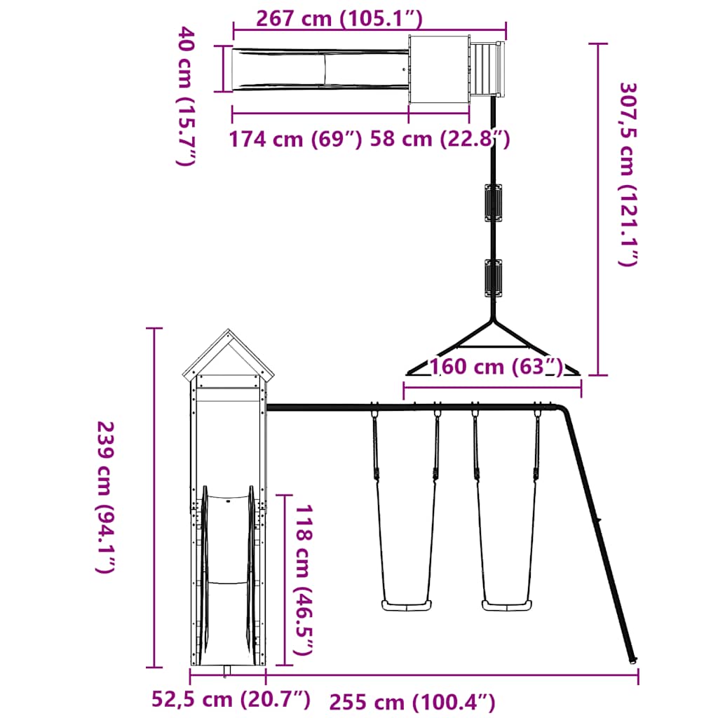 Outdoor Playset Impregnated Wood Pine