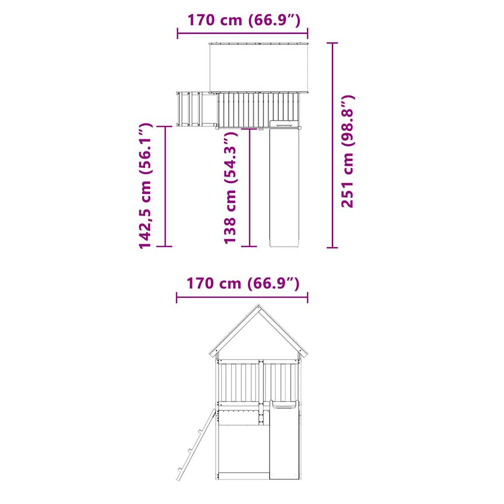 Outdoor Playset Solid Wood Pine
