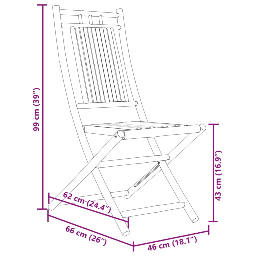 Folding Garden Chairs 4 pcs 46x66x99 cm Bamboo
