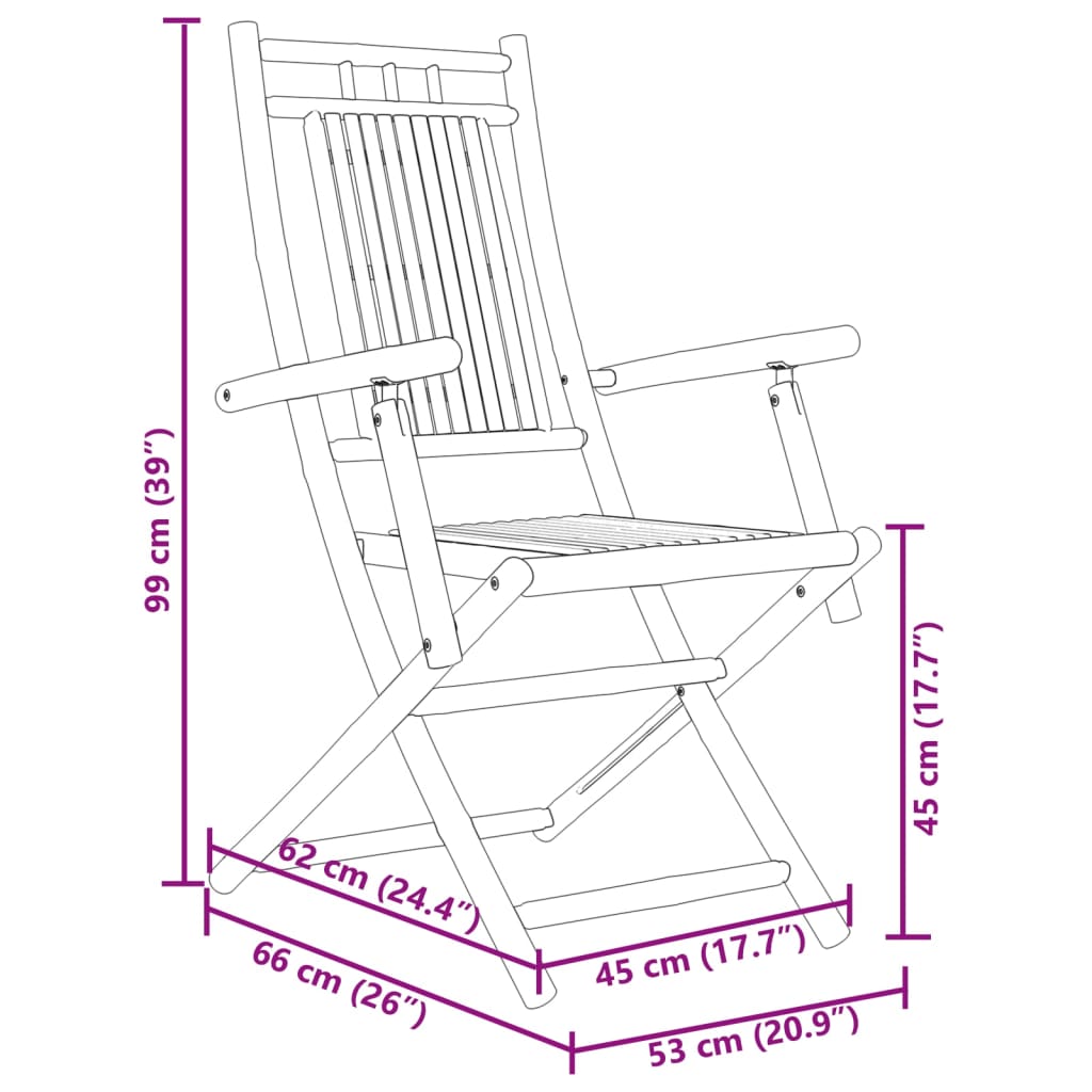 Folding Chairs 8 pcs 53x66x99 cm Bamboo