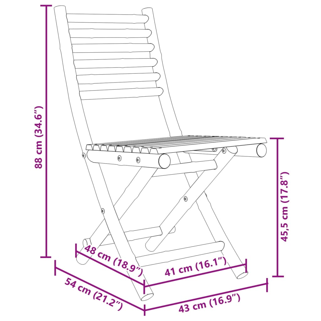 Folding Chairs 8 pcs 43x54x88 cm Bamboo