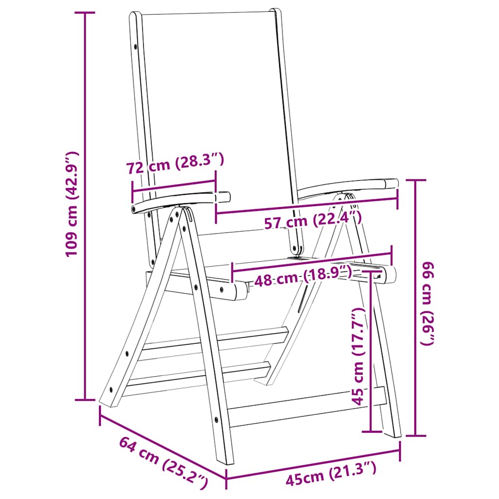 Folding Chairs 4 pcs Solid Wood Acacia and Textilene
