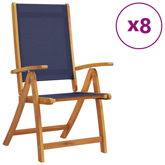 Folding Garden Chairs 8 pcs Solid Wood Acacia and Textilene Folding Garden Chairs 8 pcs Solid Wood Acacia and Textilene