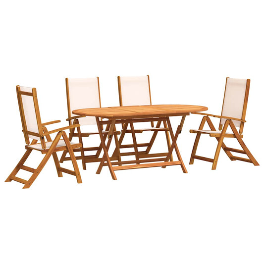 5 Piece Garden Dining Set Solid Wood Acacia and Textilene 5 Piece Garden Dining Set Solid Wood Acacia and Textilene