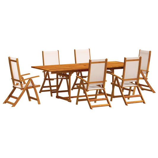 7 Piece Garden Dining Set Solid Wood Acacia and Textilene 7 Piece Garden Dining Set Solid Wood Acacia and Textilene