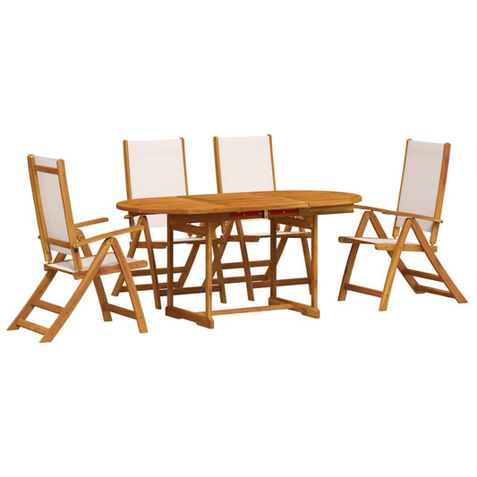 5 Piece Garden Dining Set Solid Wood Acacia and Textilene 5 Piece Garden Dining Set Solid Wood Acacia and Textilene