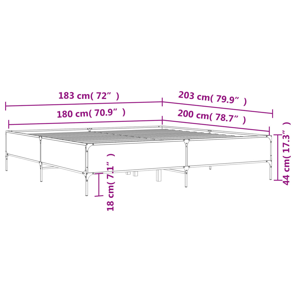 Bed Frame without Mattress Black 180x200 cm