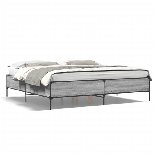 Bed Frame without Mattress Grey Sonoma 180x200 cm Super King Bed Frame without Mattress Grey Sonoma 180x200 cm Super King