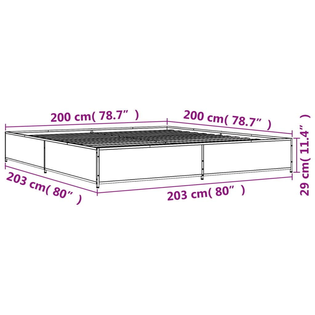 Bed Frame without Mattress Sonoma Oak 200x200 cm