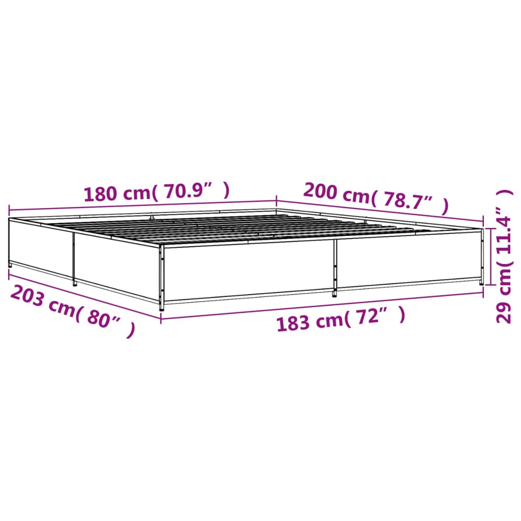 Bed Frame without Mattress Sonoma Oak 180x200 cm Super King