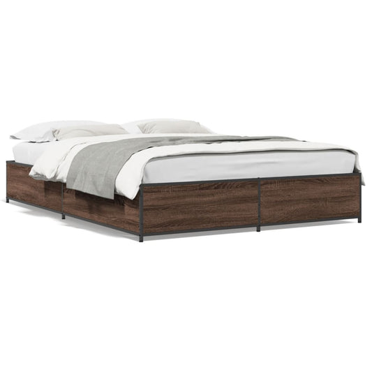 Bed Frame without Mattress Brown Oak 140x190 cm Bed Frame without Mattress Brown Oak 140x190 cm