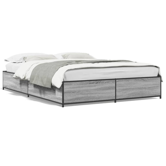 Bed Frame without Mattress Grey Sonoma 135x190 cm Double Bed Frame without Mattress Grey Sonoma 135x190 cm Double