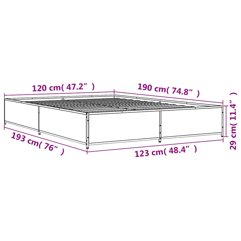 Bed Frame without Mattress Black 120x190 cm