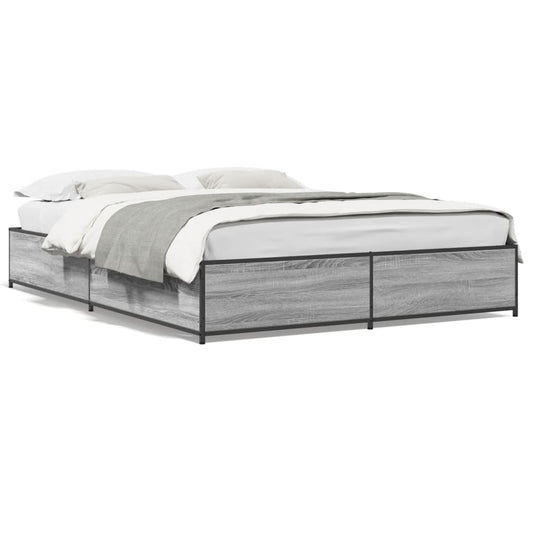 Bed Frame without Mattress Grey Sonoma 120x190 cm Small Double Bed Frame without Mattress Grey Sonoma 120x190 cm Small Double