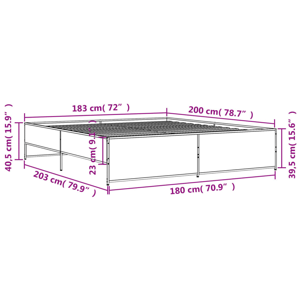 Bed Frame without Mattress Sonoma Oak 180x200 cm