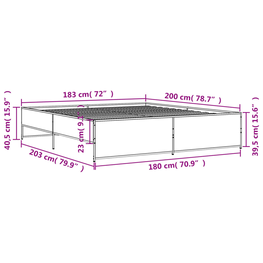 Bed Frame without Mattress Smoked Oak 180x200 cm