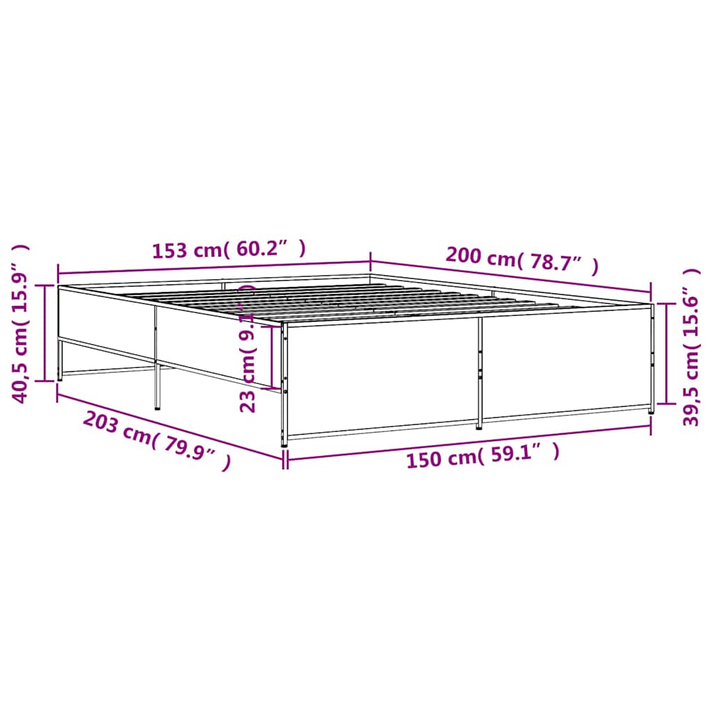 Bed Frame without Mattress Sonoma Oak 150x200 cm