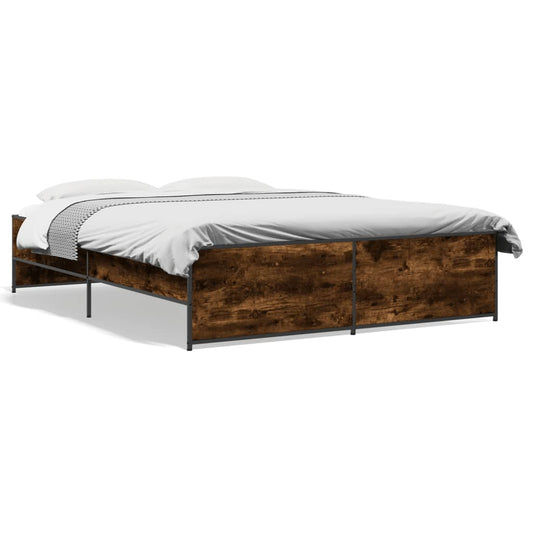 Bed Frame without Mattress Smoked Oak 150x200 cm King Size Bed Frame without Mattress Smoked Oak 150x200 cm King Size