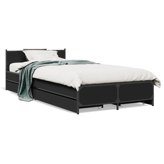 Bed Frame with Drawers without Mattress Black 90x200 cm Bed Frame with Drawers without Mattress Black 90x200 cm